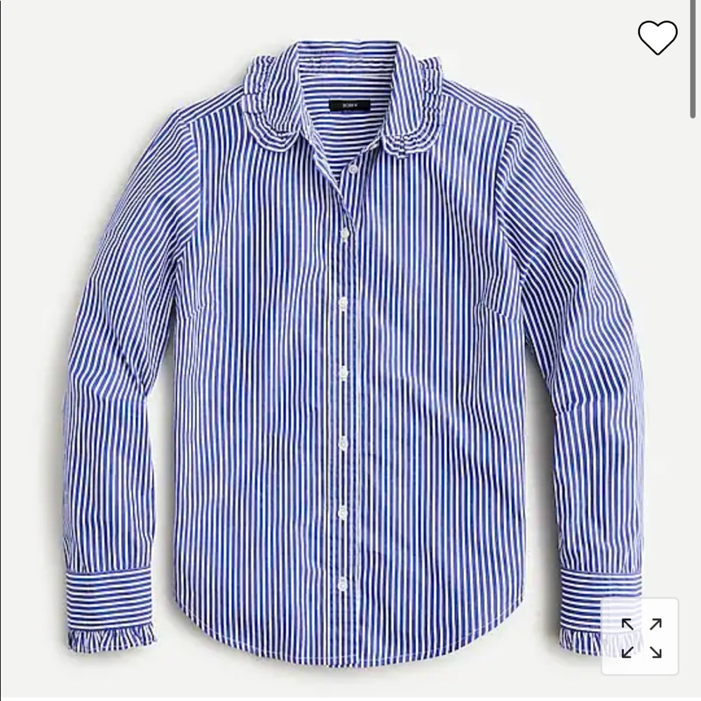 Ruffle collar cotton poplin shirt
